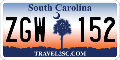 SC license plate ZGW152