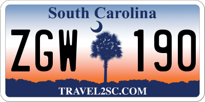 SC license plate ZGW190