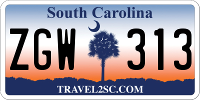 SC license plate ZGW313