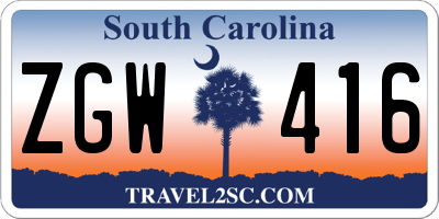 SC license plate ZGW416