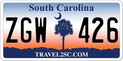 SC license plate ZGW426