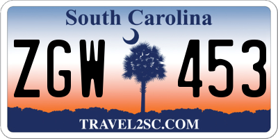 SC license plate ZGW453
