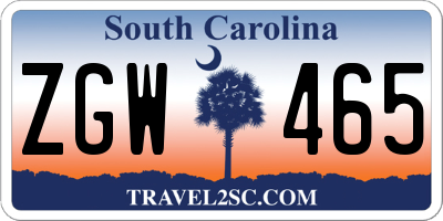 SC license plate ZGW465