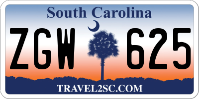 SC license plate ZGW625