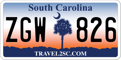 SC license plate ZGW826