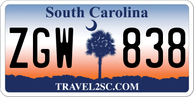 SC license plate ZGW838