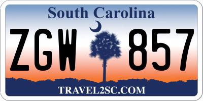 SC license plate ZGW857
