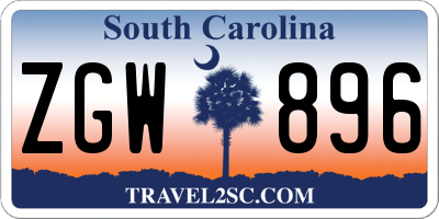 SC license plate ZGW896