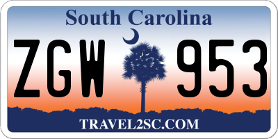 SC license plate ZGW953
