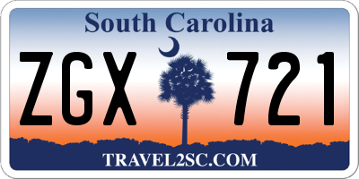 SC license plate ZGX721