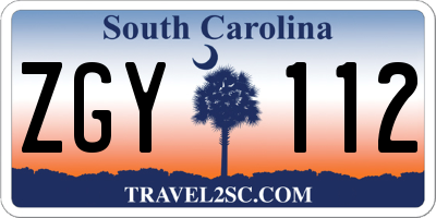 SC license plate ZGY112