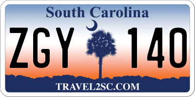 SC license plate ZGY140