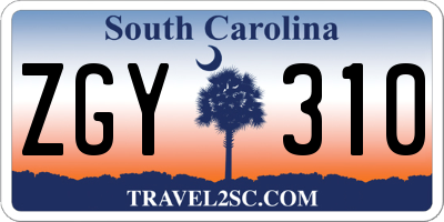 SC license plate ZGY310
