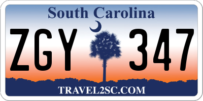 SC license plate ZGY347