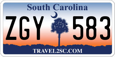 SC license plate ZGY583