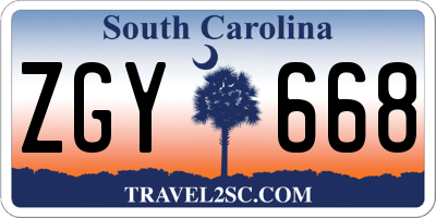 SC license plate ZGY668