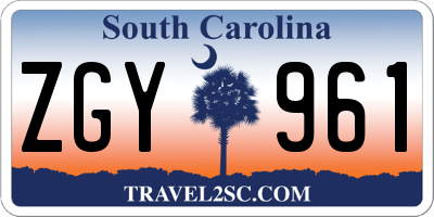 SC license plate ZGY961