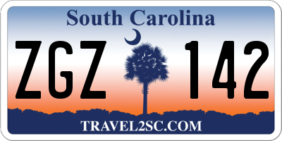 SC license plate ZGZ142