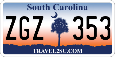 SC license plate ZGZ353