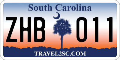 SC license plate ZHB011