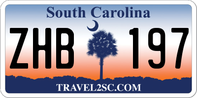 SC license plate ZHB197