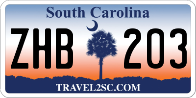 SC license plate ZHB203