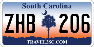 SC license plate ZHB206
