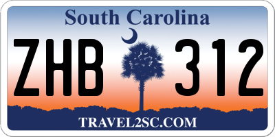 SC license plate ZHB312