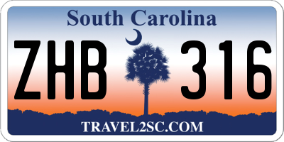 SC license plate ZHB316