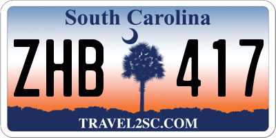 SC license plate ZHB417
