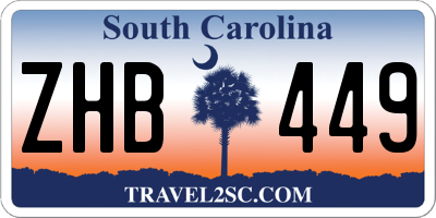 SC license plate ZHB449