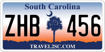 SC license plate ZHB456