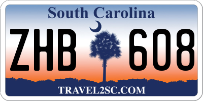 SC license plate ZHB608