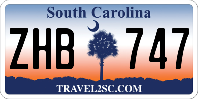 SC license plate ZHB747