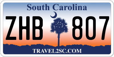 SC license plate ZHB807
