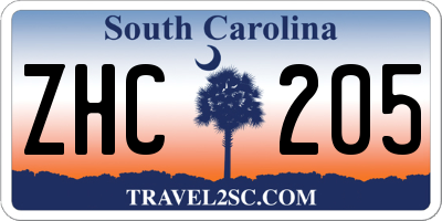 SC license plate ZHC205
