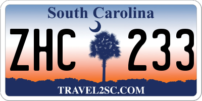 SC license plate ZHC233