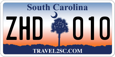 SC license plate ZHD010