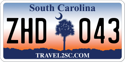 SC license plate ZHD043