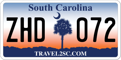 SC license plate ZHD072