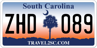 SC license plate ZHD089