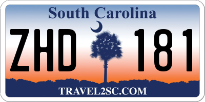 SC license plate ZHD181