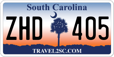 SC license plate ZHD405