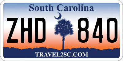 SC license plate ZHD840