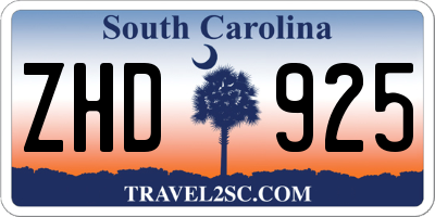 SC license plate ZHD925