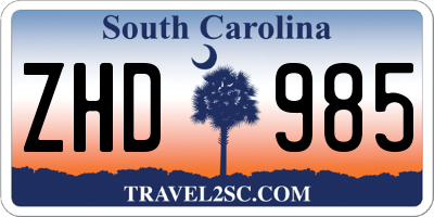 SC license plate ZHD985