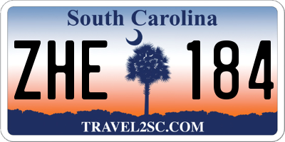 SC license plate ZHE184