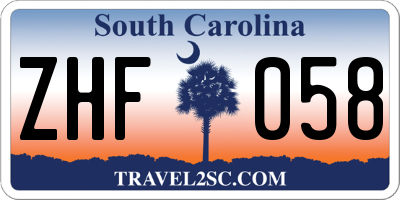 SC license plate ZHF058