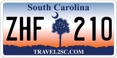 SC license plate ZHF210
