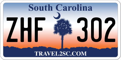 SC license plate ZHF302